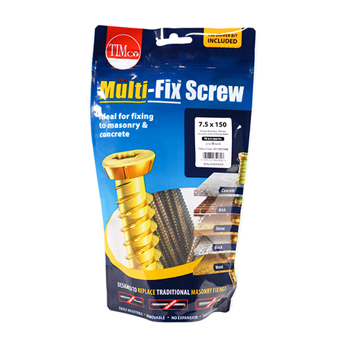 Concrete Screws - TX - Flat Countersunk - Yellow - 7.5 x 150 (Pack 30) – image 2
