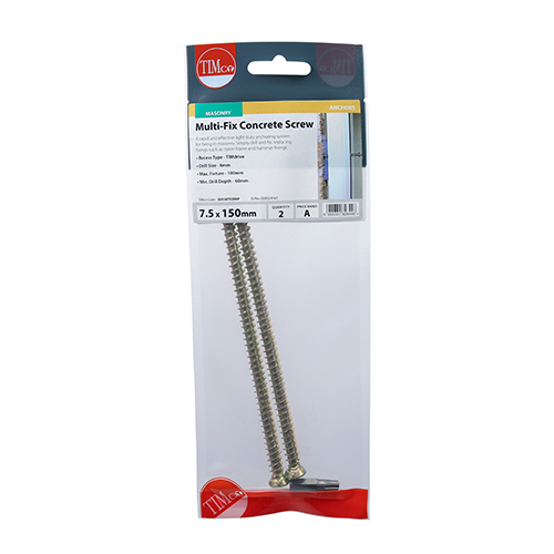 Concrete Screws - TX - Flat Countersunk - Yellow - 7.5 x 150 (Pack 2) – image 2