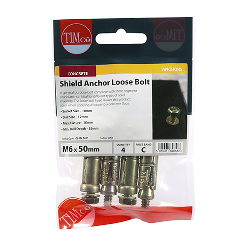 Shield Anchor Loose Bolts - Yellow - M6:10L (M6 x 50) (Pack 4) – image 2