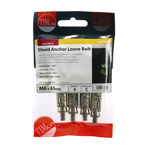 Shield Anchor Loose Bolts - Yellow - M6:25L (M6 x 65) (Pack 4) – image 2