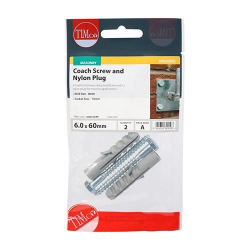 Coach Screw & Nylon Plugs - Zinc - 6.0 x 60 (Pack 2) – image 3