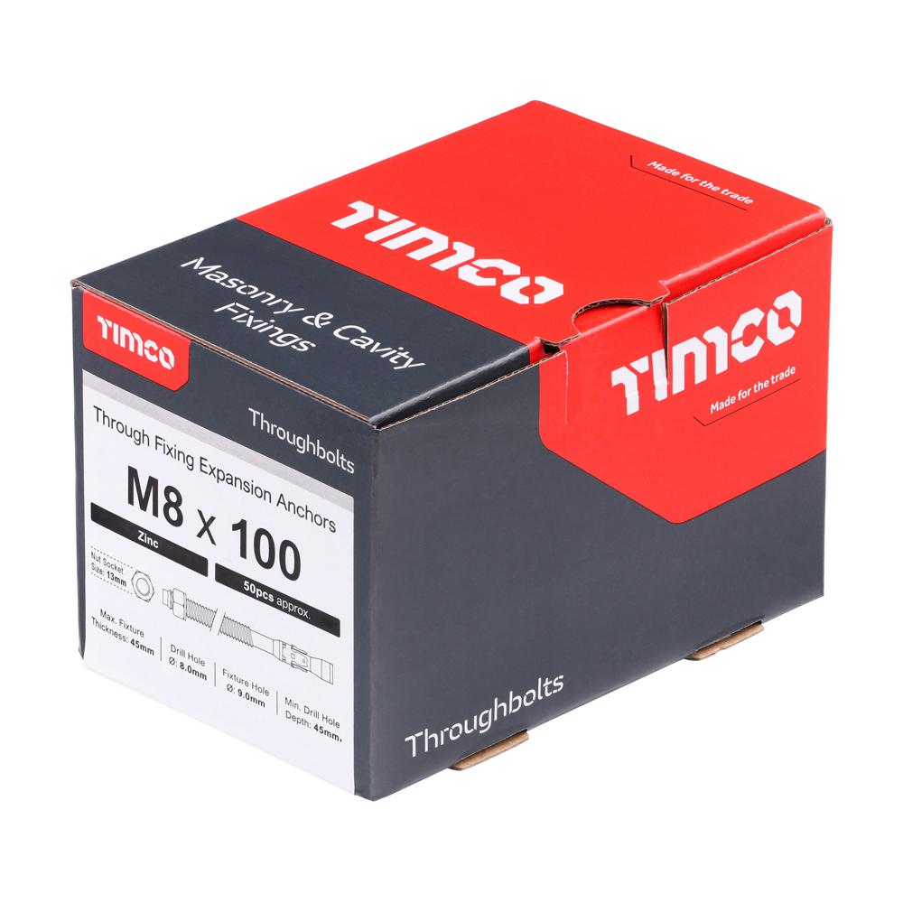Throughbolts - Zinc - M8 x 100 (Pack 50) – image 2