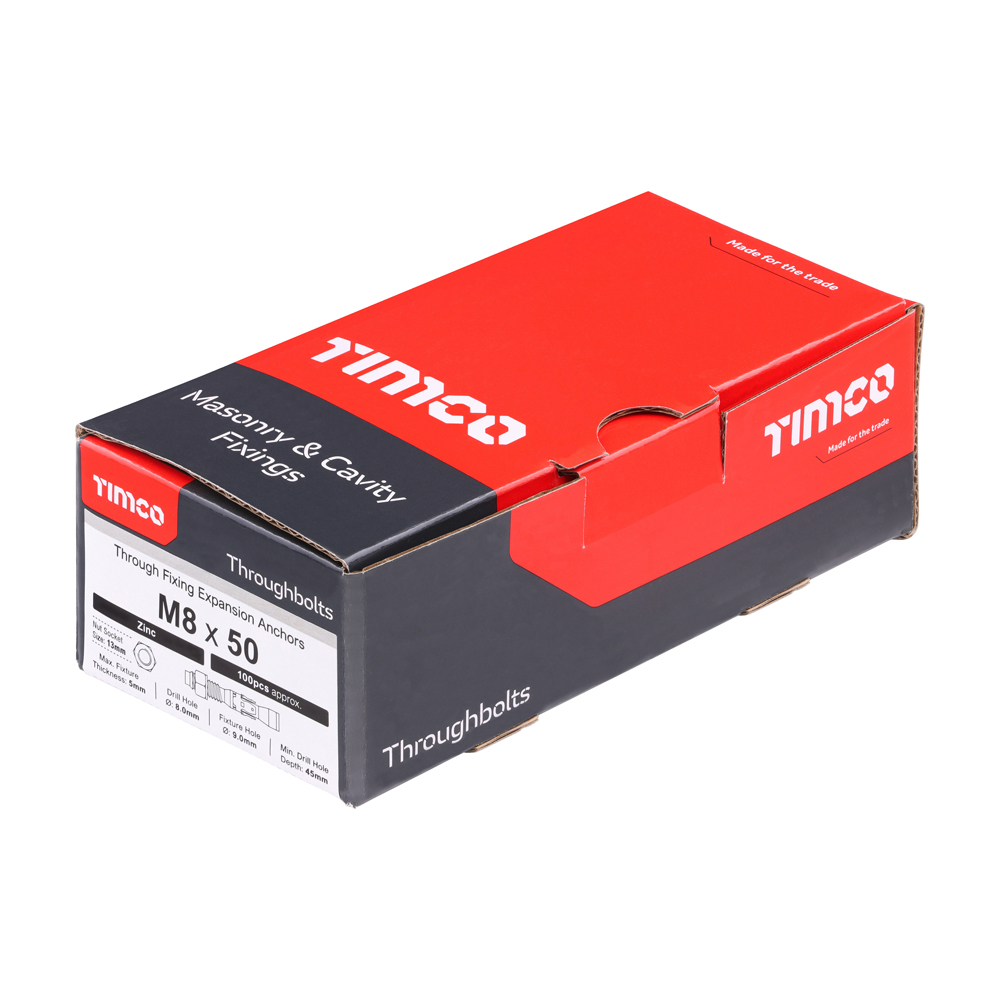 Throughbolts - Zinc - M8 x 50 (Pack 100) – image 2
