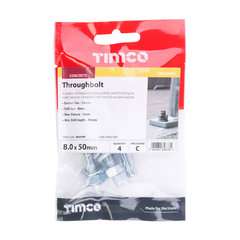Throughbolts - Zinc - M8 x 50 (Pack 4) – image 2