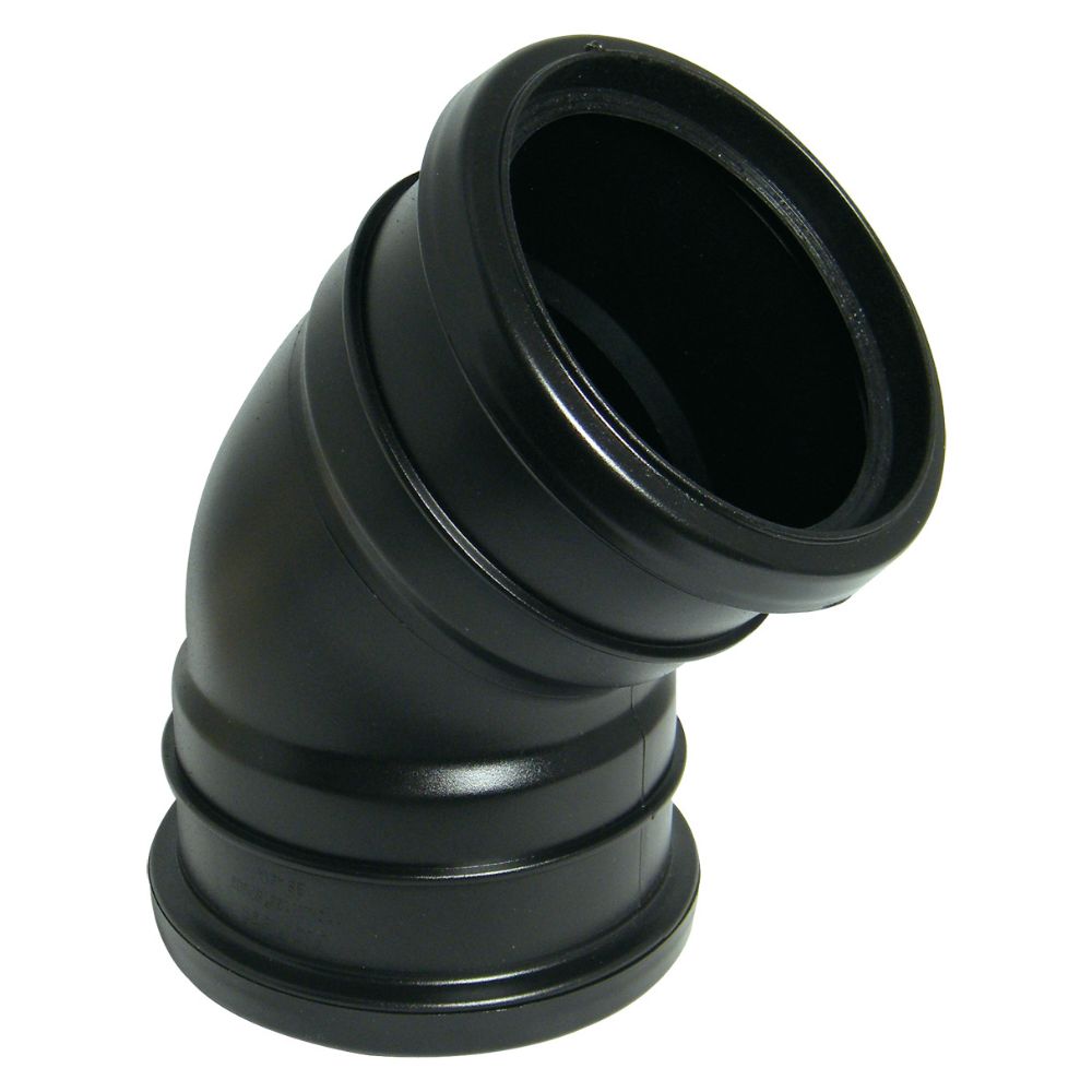 SOILPIPE 110MM 135* / 45* BEND DOUBLE SOCKET (BLACK)