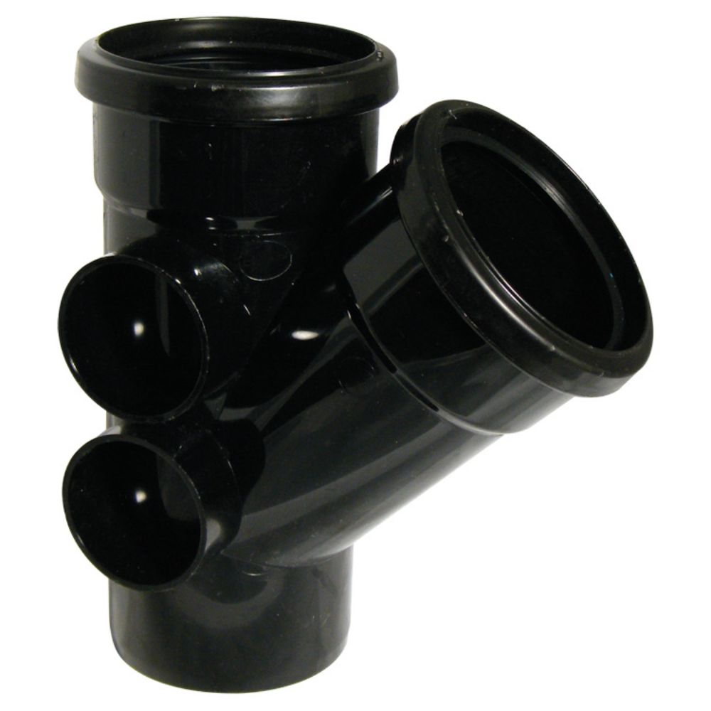 [SS211BL] SOILPIPE 110MM SOLVENT 135* BRANCH TRIPLE SOCKET (BLACK)