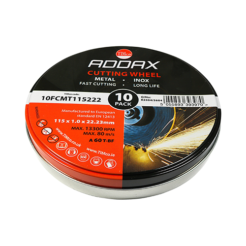 Bonded Abrasive Grinding Disc - For Cutting Metal (115 x 22.2 x 1.0)