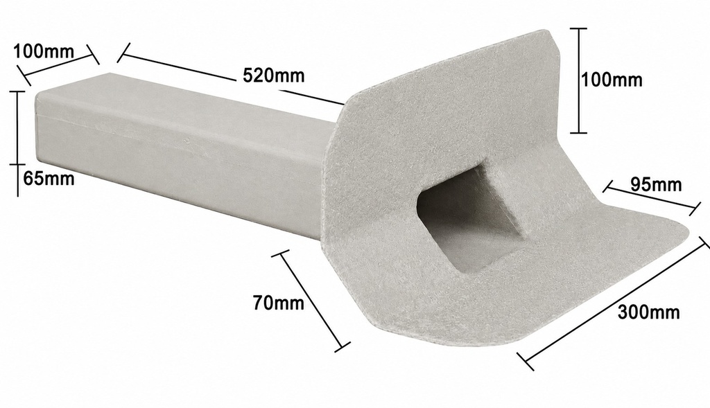 [GRPTW347] TRICEL PROFILE GRP ROOF OUTLET 347X57X48 THROUGH WALL WITH GRP MESH