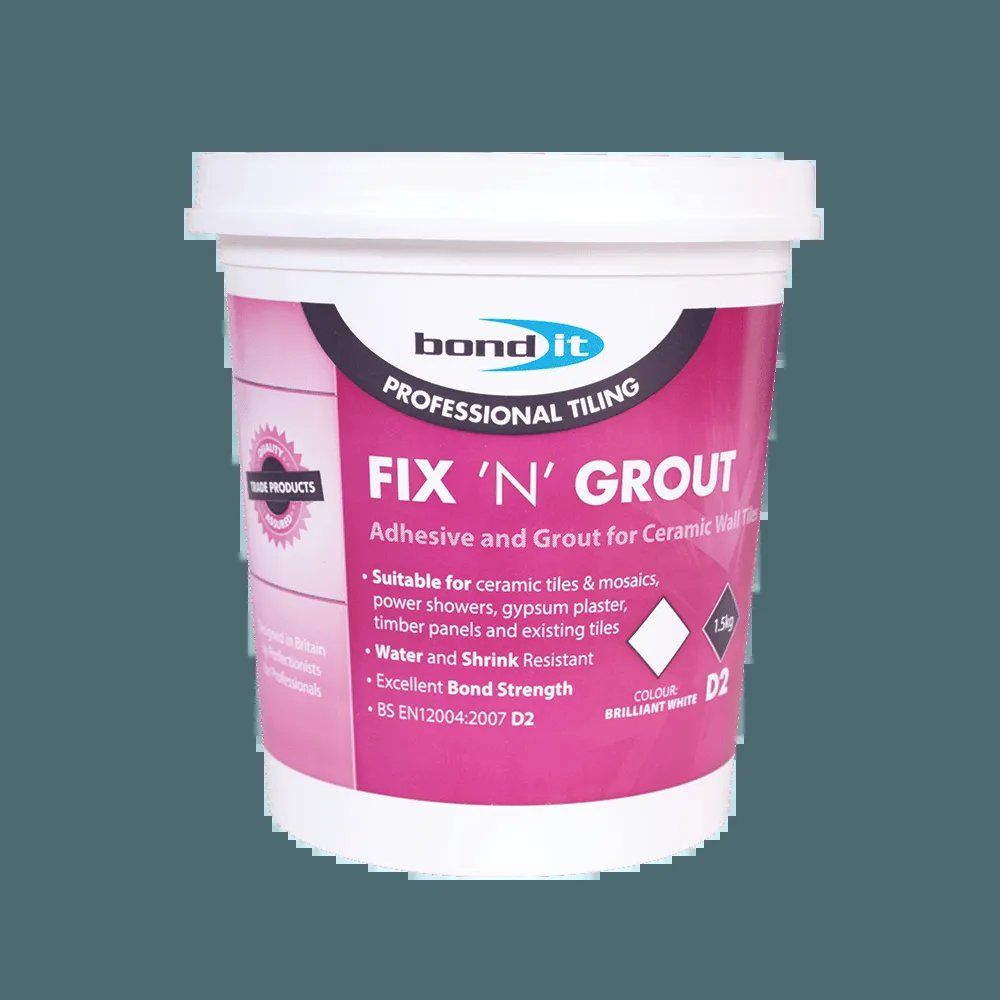 BOND-IT FIX 'N' GROUT - READY MIX TILE ADHESIVE & GROUT 1.5KG (BRILLIANT WHITE)