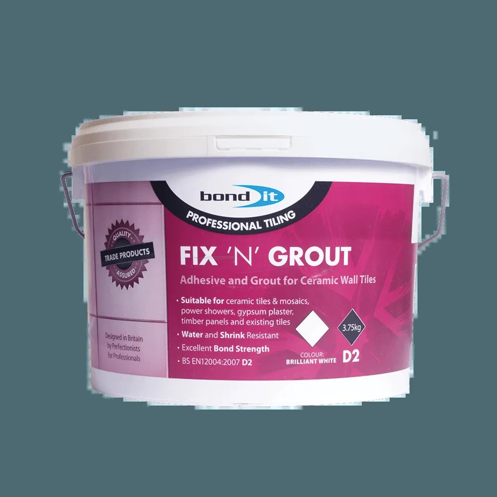 BOND-IT FIX 'N' GROUT - READY MIX TILE ADHESIVE & GROUT 3.75KG (BRILLIANT WHITE)