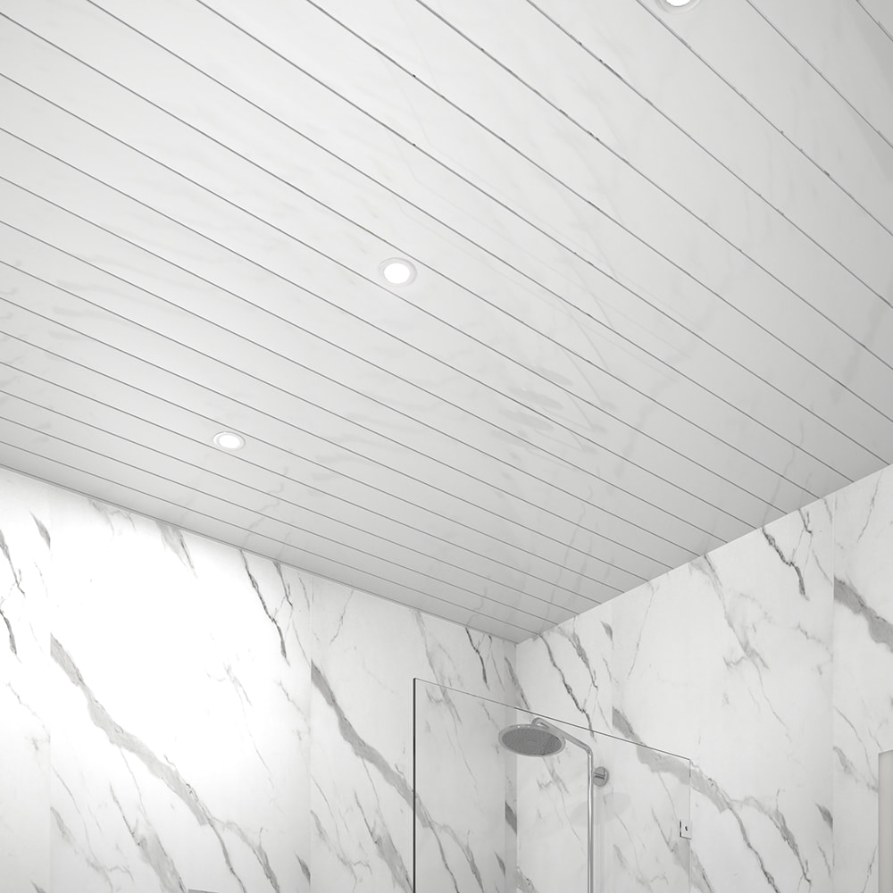 [RM2240P] ZEST PANEL GLOSS WHITE 2 SILVER STRIP PK4 5MM 200MM X 4M