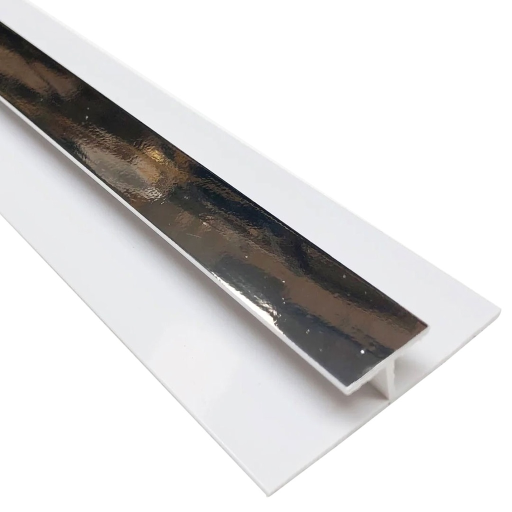 [PVC8MMHTRSI] GG PVC Cladding H Trim Polished Chrome 2700mm x 8mm