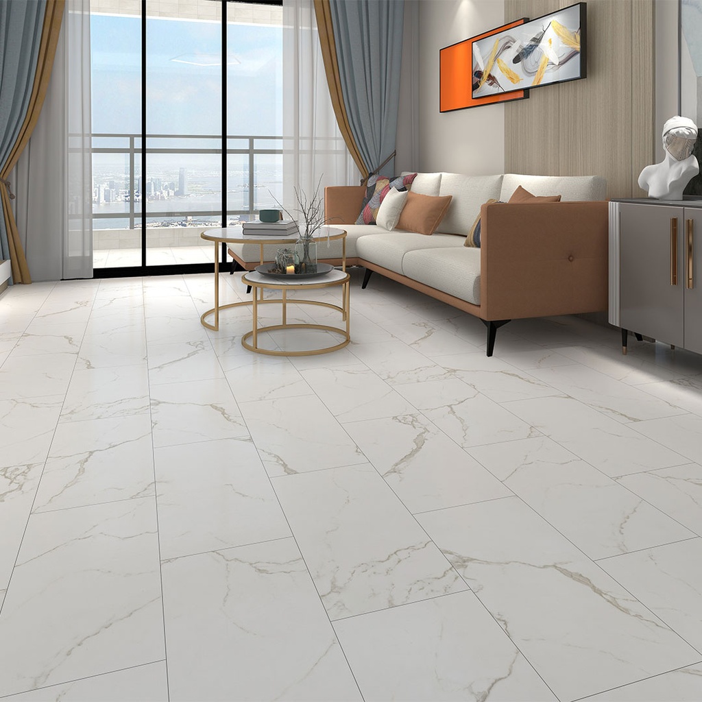 [SPC535T806] GG SPC Flooring Tile Finish Carrara Marble 620mm x 310mm