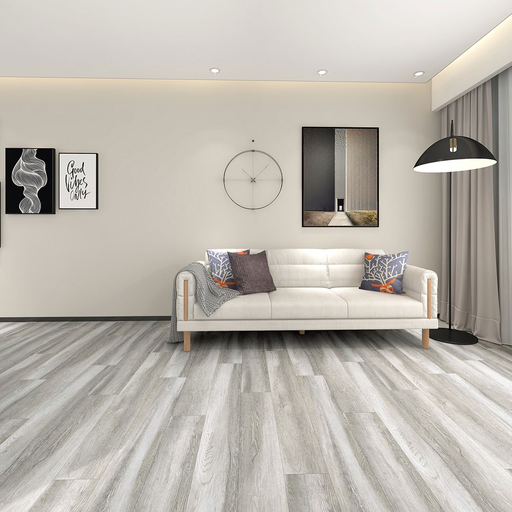 [SPC535AW0006] GG SPC Flooring Wood Embossed Finish Light Grey Oak 1220mm x 181mm