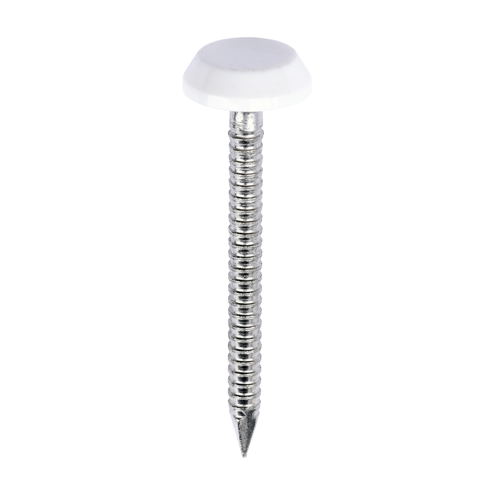 Polymer Headed Nails - A4 Stainless Steel - White - 40mm (Pack 100)