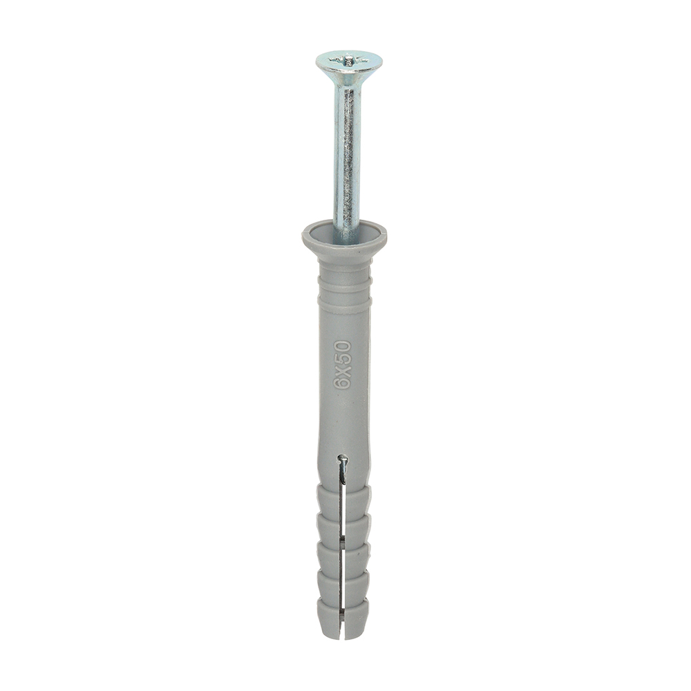 Nylon Hammer Fixing - PZ - Zinc - 6.0 x 50 (Pack 200)