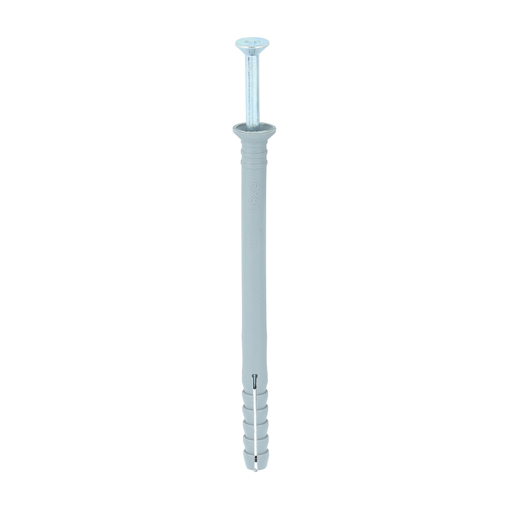 Nylon Hammer Fixing - PZ - Zinc - 6.0 x 80 (Pack 200)
