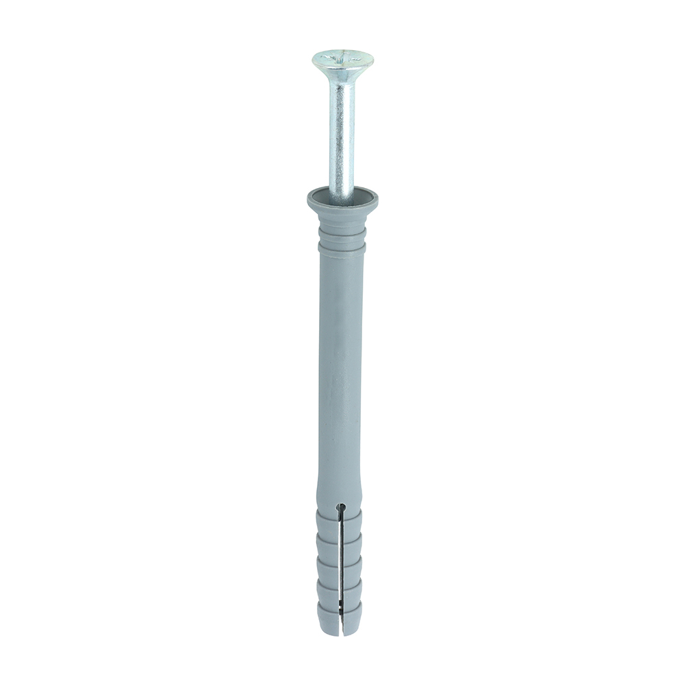Nylon Hammer Fixings - PZ - Zinc - 6.0 x 80 (Pack 80)
