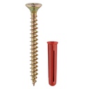 Red Plastic Plugs with Screws - 30mm Red Plug, 4.0x40 Screw (Pack 200)