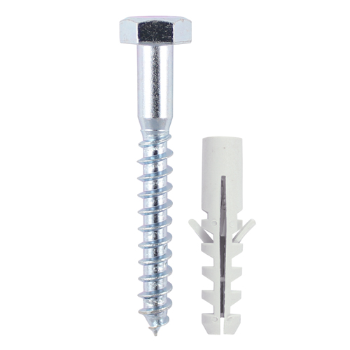 Coach Screws & Nylon Plugs - Zinc - 6.0 x 60 (Pack 40)