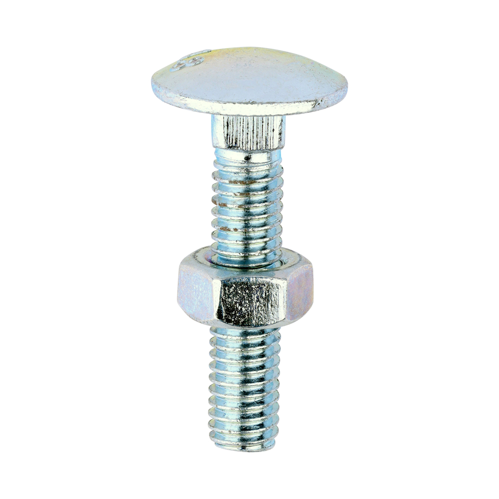 Carriage Bolts & Hex Nuts - Zinc - M6 x 30 (Pack 200)
