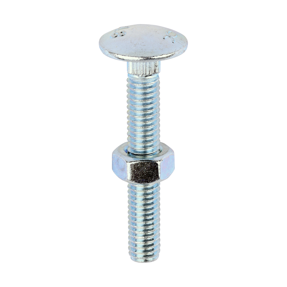 Carriage Bolts & Hex Nuts - Zinc - M6 x 40 (Pack 200)