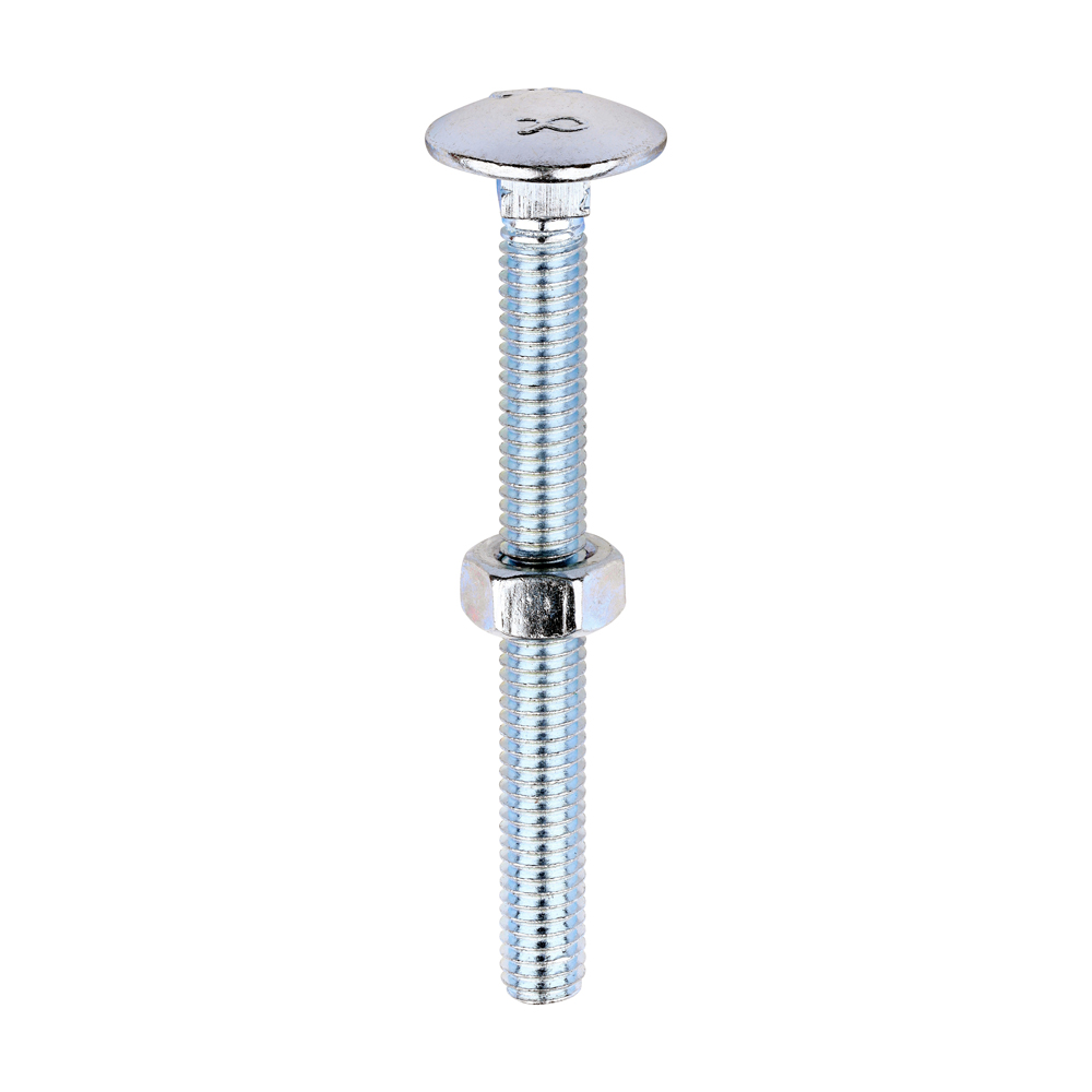 Carriage Bolts & Hex Nuts - Zinc - M6 x 60 (Pack 100)
