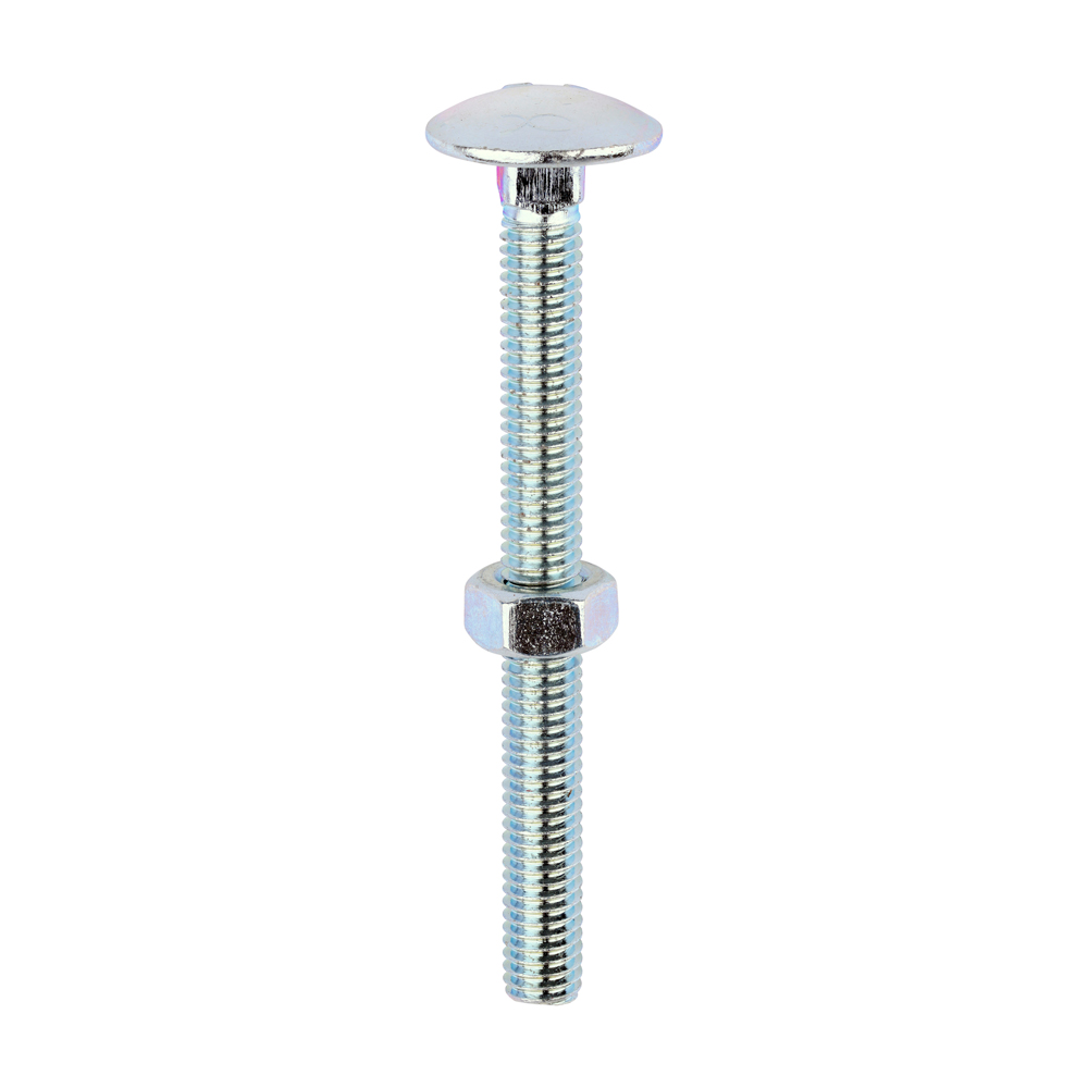 Carriage Bolts & Hex Nuts - Zinc - M6 x 65 (Pack 100)
