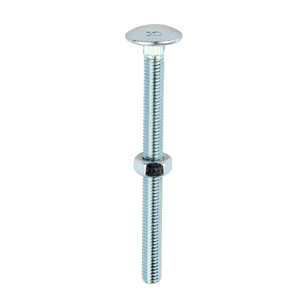 [0675CB] Carriage Bolts & Hex Nuts - Zinc - M6 x 75 (Pack 100)