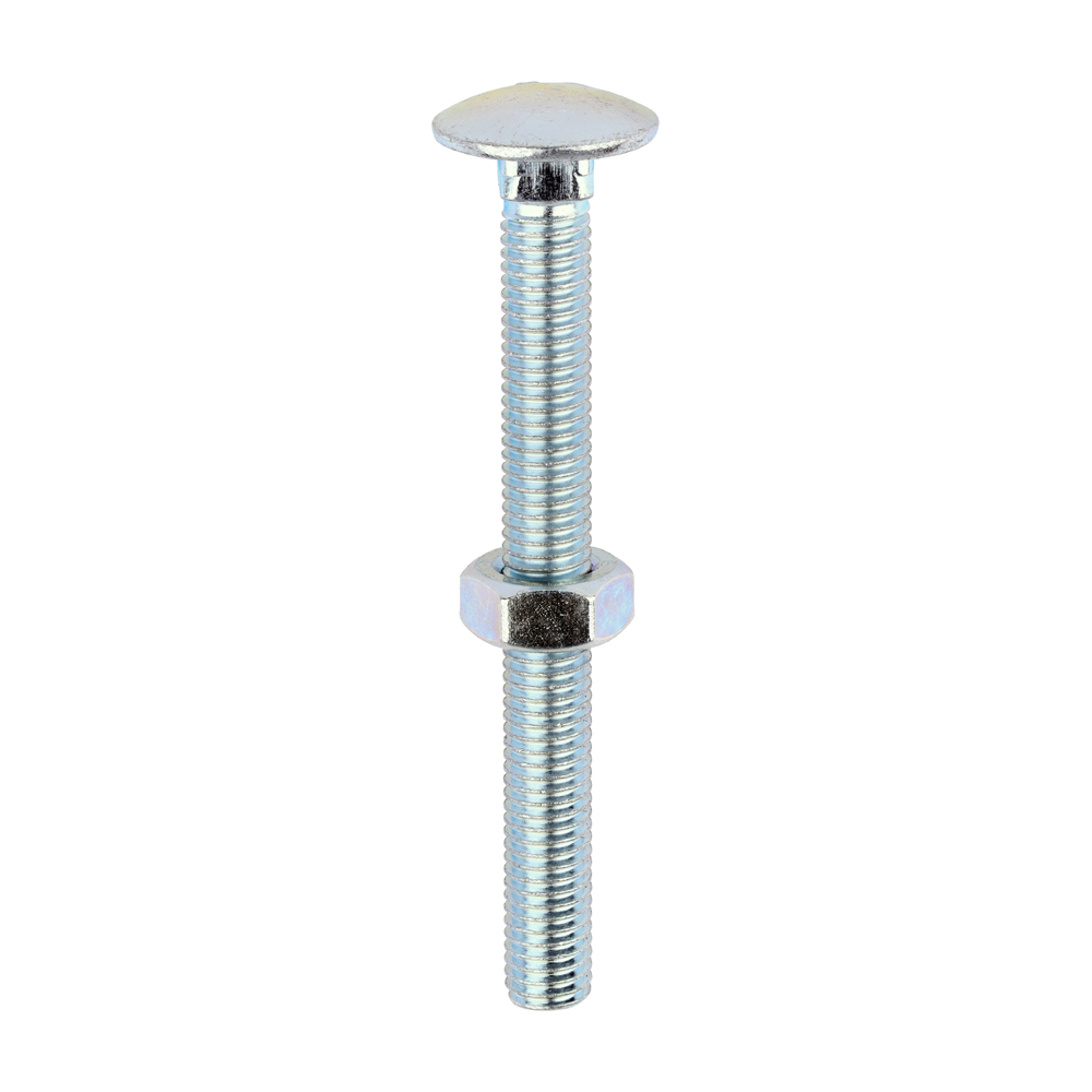 Carriage Bolts & Hex Nuts - Zinc - M10 x 100 (Pack 25)