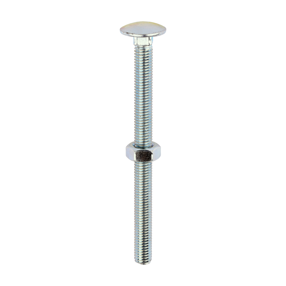 Carriage Bolts & Hex Nuts - Zinc - M10 x 130 (Pack 25)