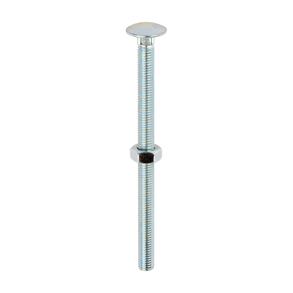 Carriage Bolts & Hex Nuts - Zinc - M10 x 150 (Pack 25)