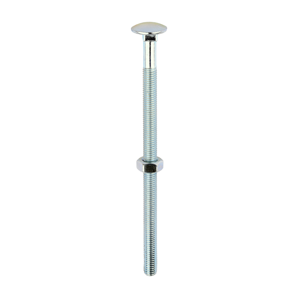 Carriage Bolts & Hex Nuts - Zinc - M10 x 180 (Pack 25)
