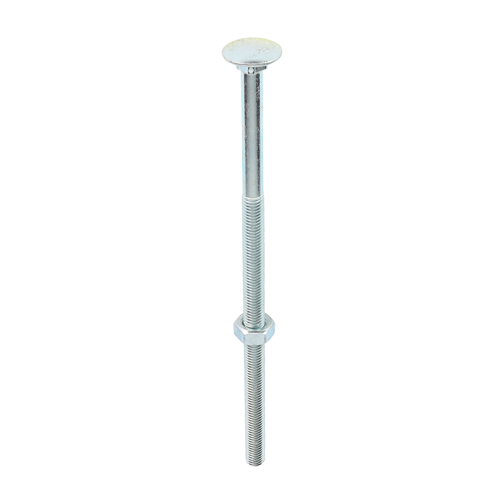 Carriage Bolts & Hex Nuts - Zinc - M10 x 220 (Pack 10)