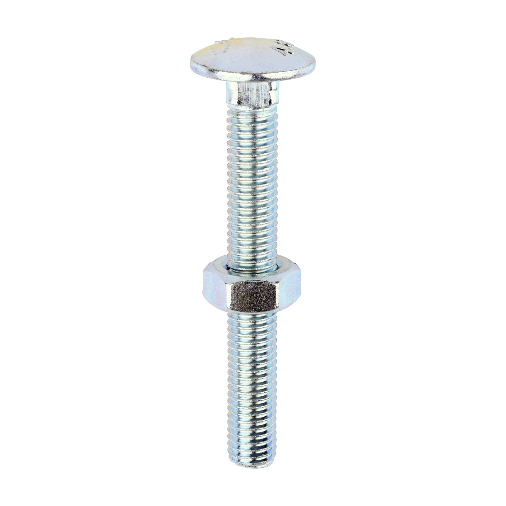 Carriage Bolts & Hex Nuts - Zinc - M10 x 80 (Pack 50)