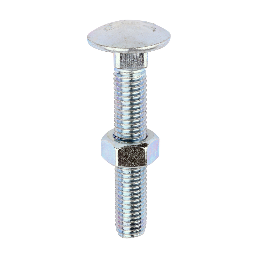 Carriage Bolts & Hex Nuts - Zinc - M12 x 75 (Pack 25)