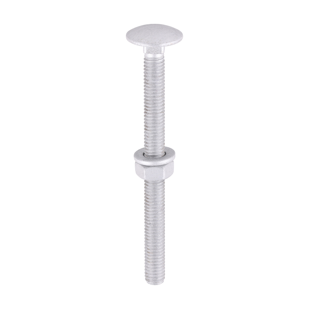 [0675CBI] Carriage Bolts Hex Nuts & Form A Washers - Dome - Exterior - Silver - M6 x 75 (Pack 10)
