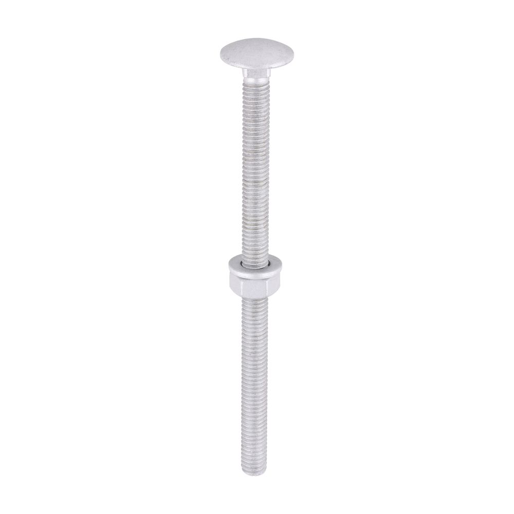 Carriage Bolts Hex Nuts & Form A Washers - Dome - Exterior - Silver - M6 x 100 (Pack 10)