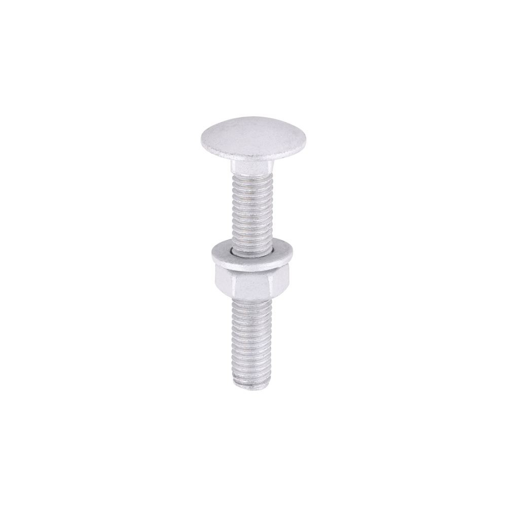 [0850CBI] Carriage Bolts Hex Nuts & Form A Washers - Dome - Exterior - Silver - M8 x 50 (Pack 10)