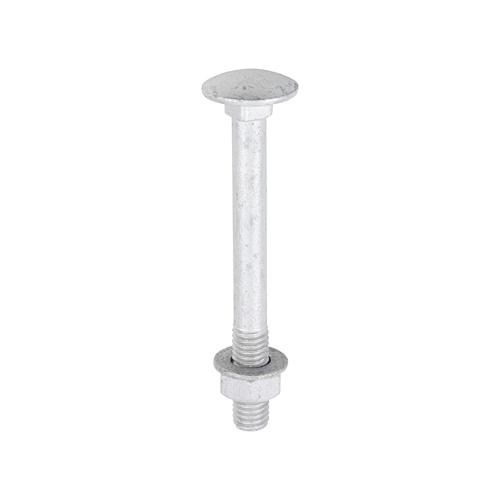 Carriage Bolts Hex Nuts & Form A Washers - Dome - Exterior - Silver - M8 x 75 (Pack 10)