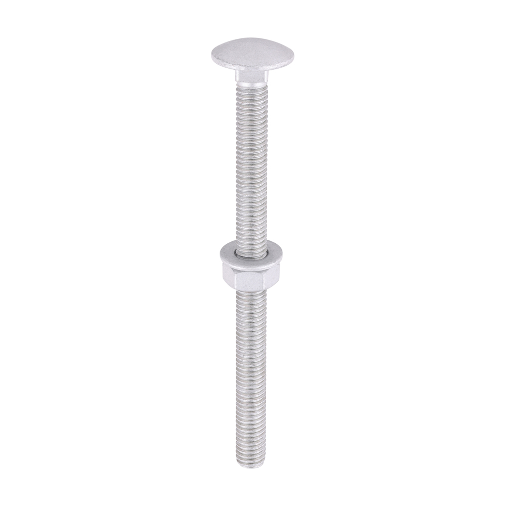 Carriage Bolts Hex Nuts & Form A Washers - Dome - Exterior - Silver - M8 x 110 (Pack 10)