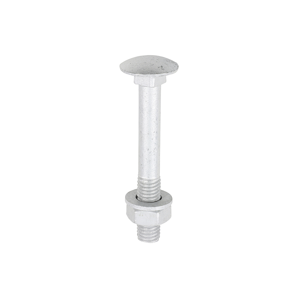 Carriage Bolts Hex Nuts & Form A Washers - Dome - Exterior - Silver - M10 x 75 (Pack 10)