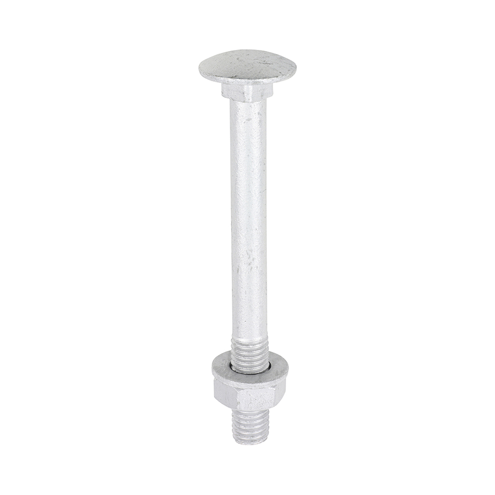 Carriage Bolts Hex Nuts & Form A Washers - Dome - Exterior - Silver - M10 x 100 (Pack 10)