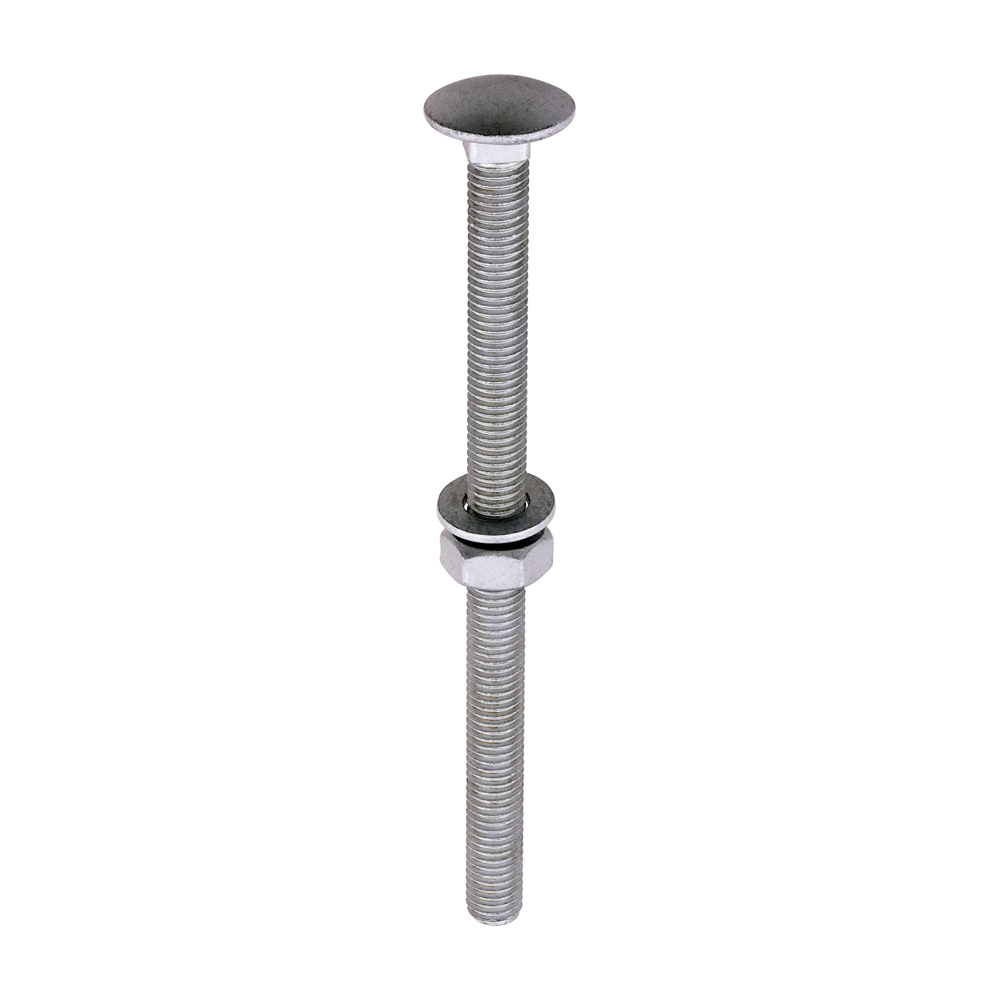 [10150CBI] Carriage Bolts Hex Nuts & Form A Washers - Dome - Exterior - Silver - M10 x 150 (Pack 10)