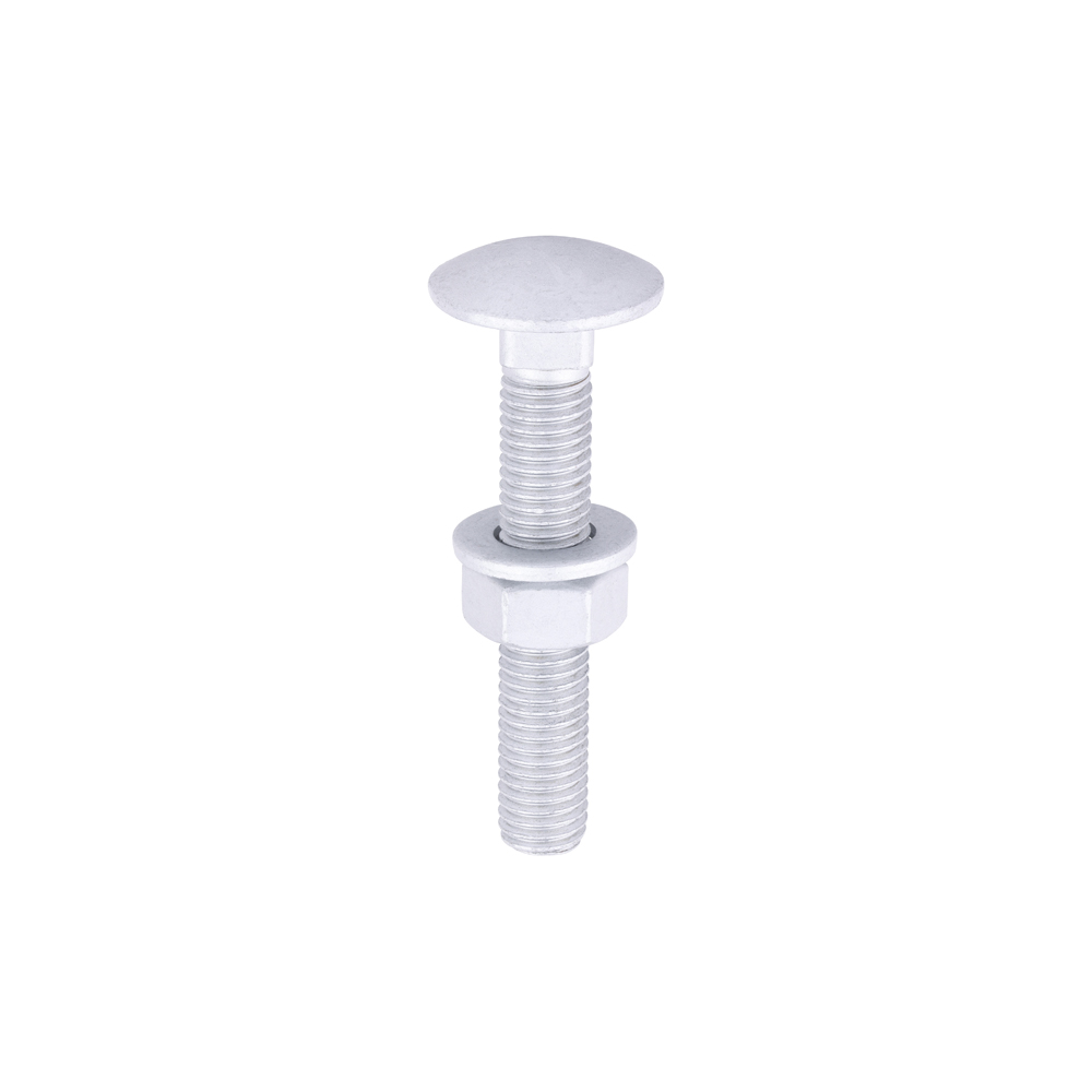 [1275CBI] Carriage Bolts Hex Nuts & Form A Washers - Dome - Exterior - Silver - M12 x 75 (Pack 10)