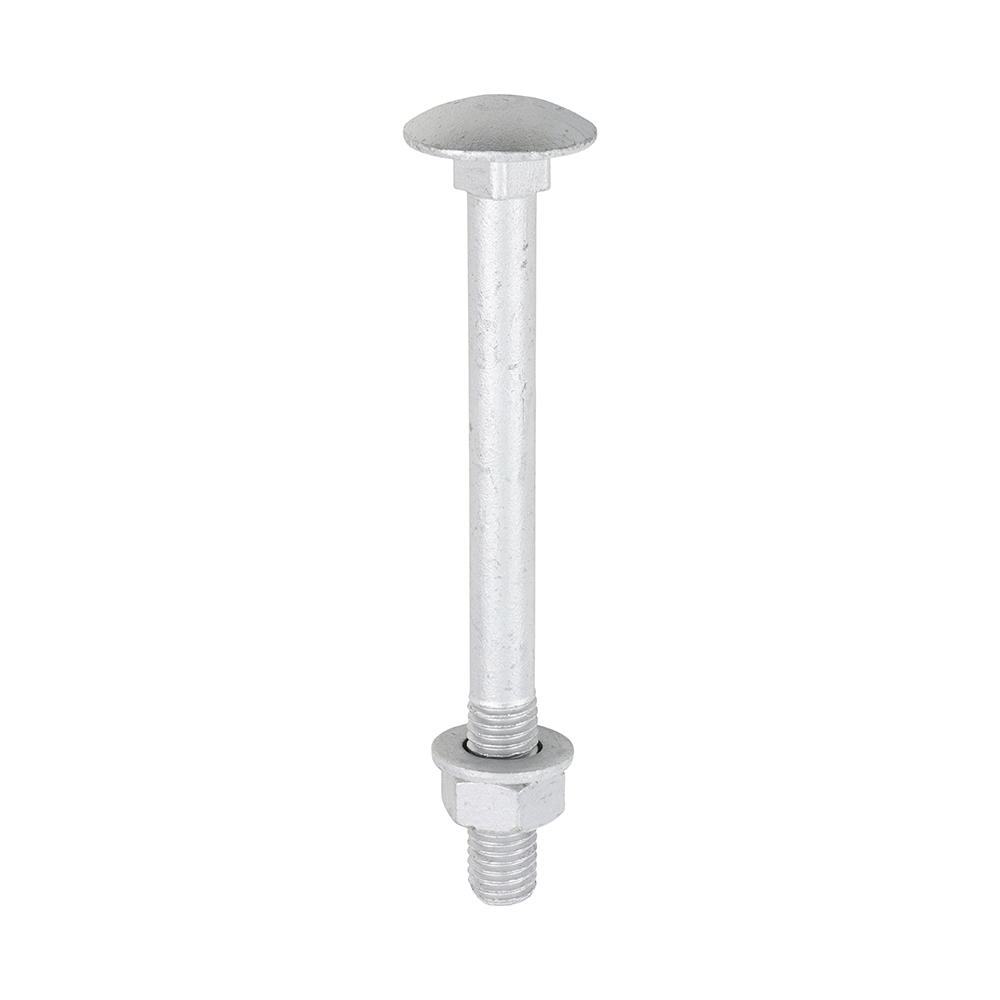 [12130CBI] Carriage Bolts Hex Nuts & Form A Washers - Dome - Exterior - Silver - M12 x 130 (Pack 10)