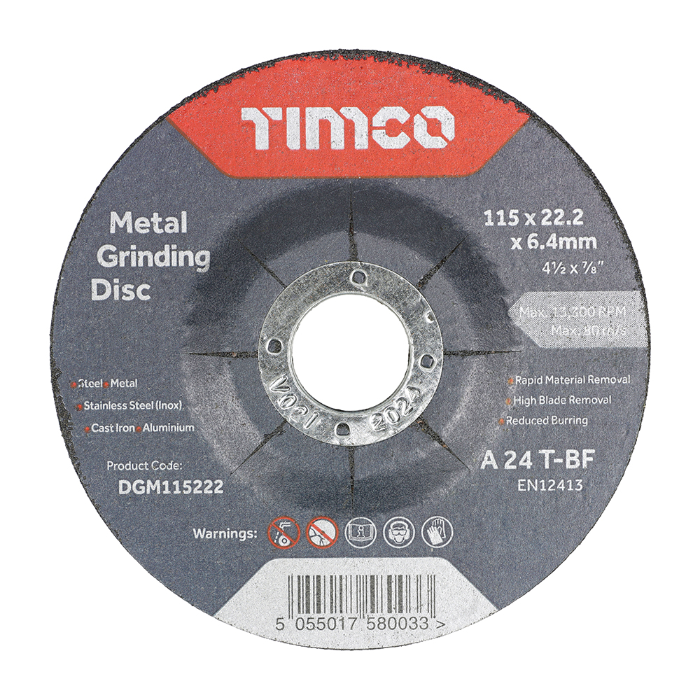 Bonded Abrasive Disc - For Grinding - 115 x 22.2 x 6.4 (Pack 25)