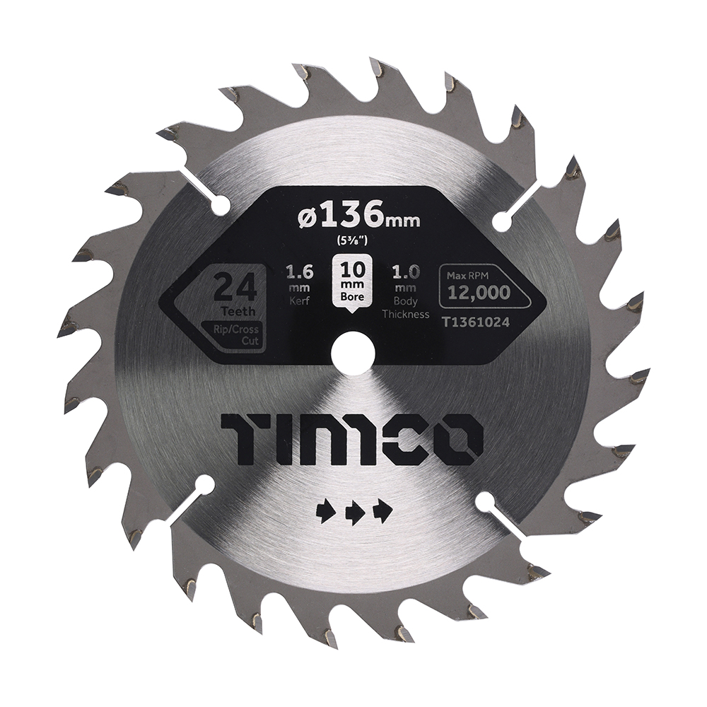 Handheld Cordless Circular Saw Blade - 136 x 10 x 24T (Pack 1)