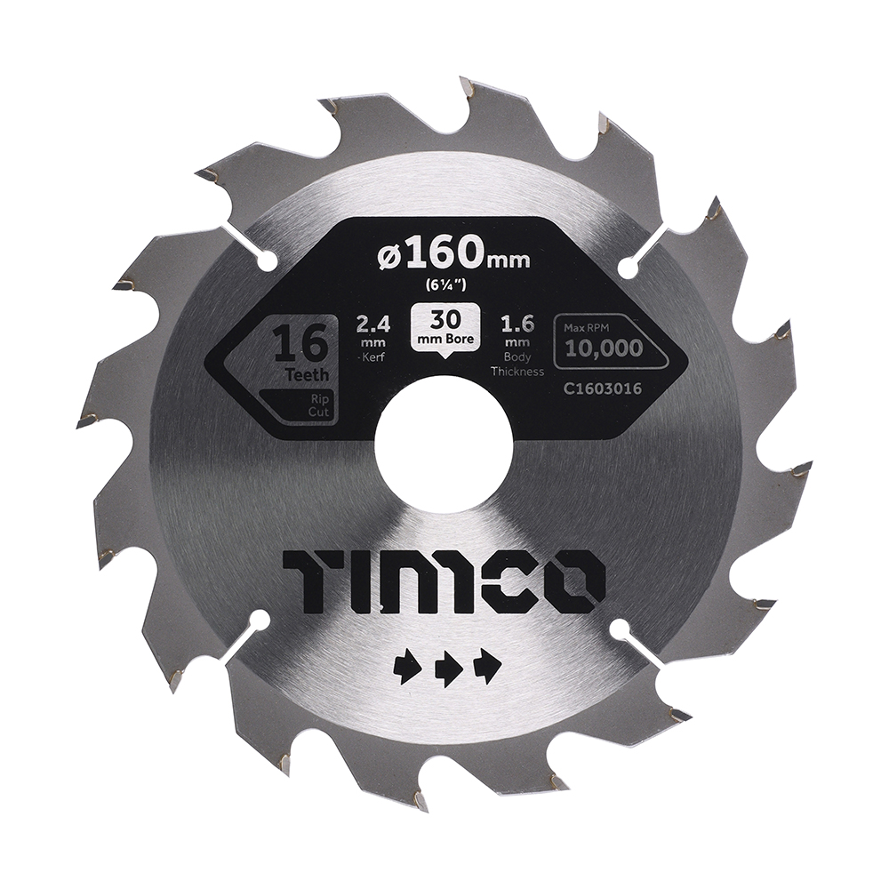 Circular Saw Blade - General Purpose - Coarse/Medium - 160 x 30 x 16T (Pack 1)