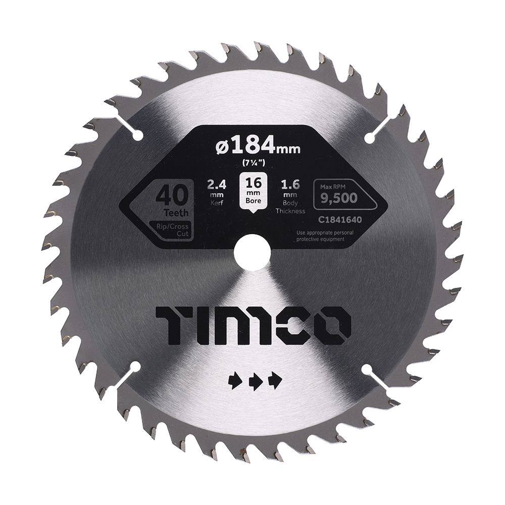 Circular Saw Blade - Trimming/Crosscut - Medium/Fine - 184 x 16 x 40T (Pack 1)